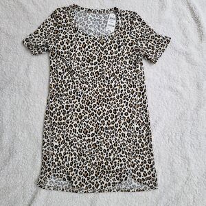 Jenni Animal Print Top with Black‎ and Orange Accents